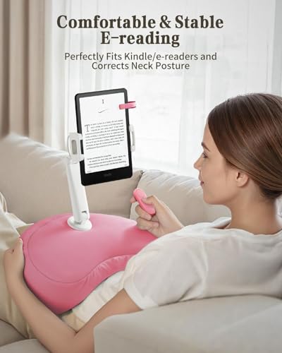 SAIJI Kindle Pillow Stand for Bed – iPad & Tablet Holder (Pink) - color: Pink