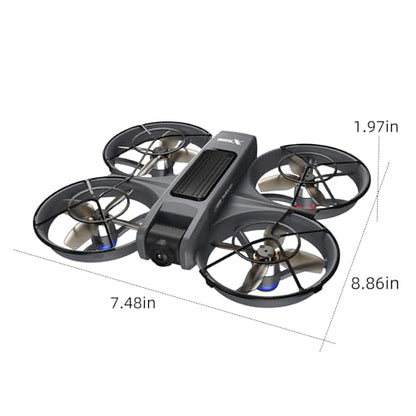 FPV drone equipped with remote controller to support first-person view flight. Built with full propeller protection guard and collision-resistant structure, easy-operation design fits beginners perfectly. Adopts optical flow positioning system and brushle