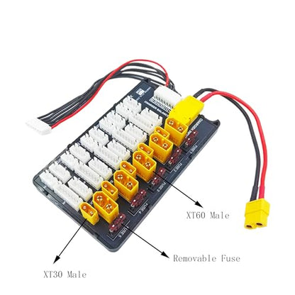 XT60 XT30 RC Lipo Battery Parallel Charging Board 2 in 1 Parallel Charging Plate XT30 XT60 Plug Supports 5 Packs for 2S-6S Lipo Battery