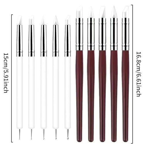 10 Pcs Silicone Clay Sculpting Tools Set, Double-Ended Dotting Tools & Silicone Brushes for Polymer Clay, Air Dry Clay, Pottery & DIY Crafting-White - color: 10Pcs-White