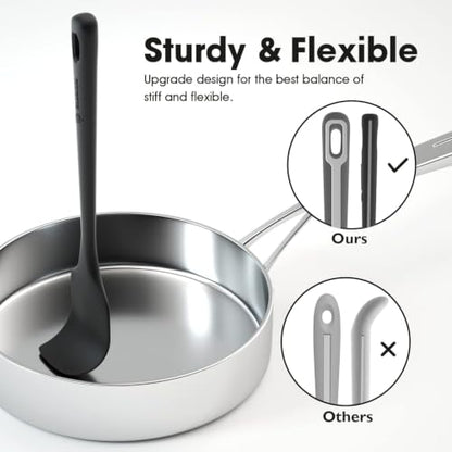 ChefAide 4 Pieces Silicone Spatulas Set, Heat Resistant Rubber Spatula - color: Black, size: 4 pieces