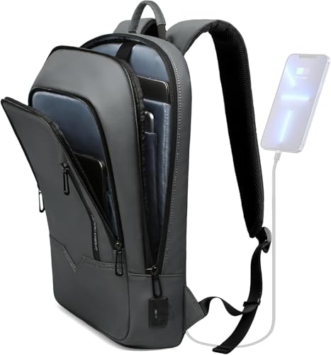hk Backpack for Men Business Slim Laptop Bag - color: Dark Grey, size: 17.3 Inch