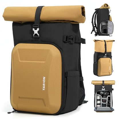 TARION Urban Large Camera Backpack with Rolltop Hardshell 16L Gold XH - color: Gold
