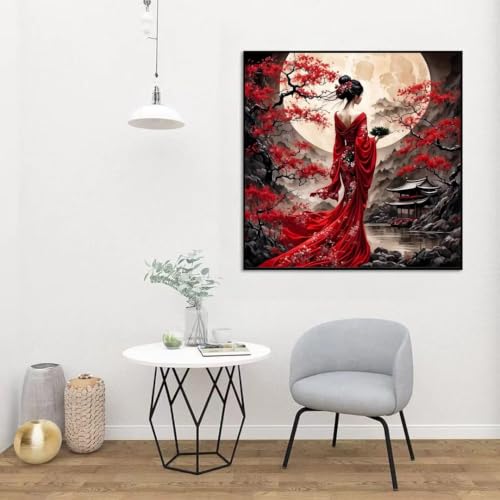 5D Oriental Lady Diamond Art Kits For Adults,Moon Diamond Dot Art Kits - color: YP047