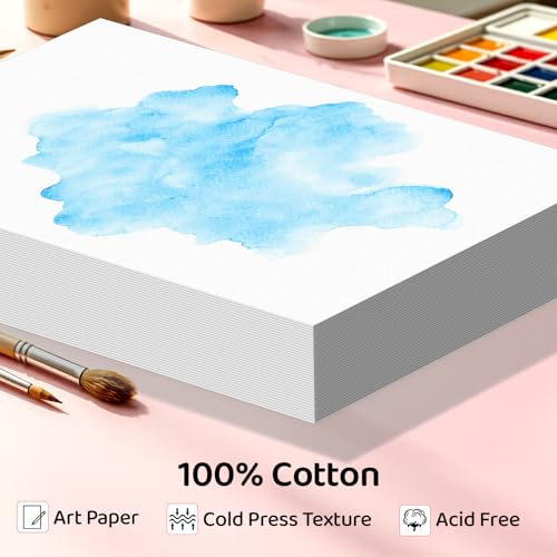 84 Sheets Watercolor Paper 5x7, 110lb/230gsm Cotton Watercolor Paper Loose - size: 5x7 Inch-84 Sheets