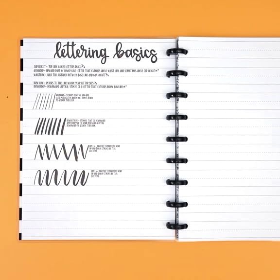 kellofaplan Lettering and Calligraphy Practice Book – Hand Lettering Handwriting Practice Book with Premium Paper, Disc-Bound, 50+ Guided Pages for Brush Pens & Modern Calligraphy