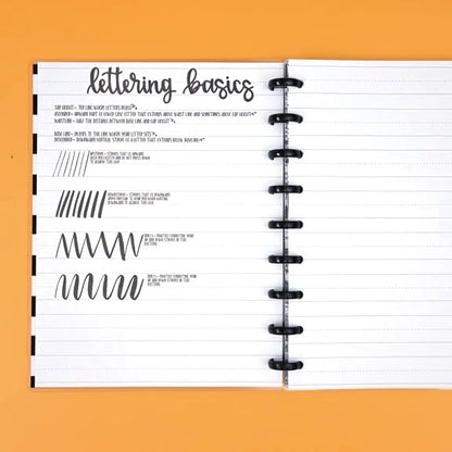 kellofaplan Lettering and Calligraphy Practice Book – Hand Lettering Handwriting Practice Book with Premium Paper, Disc-Bound, 50+ Guided Pages for Brush Pens & Modern Calligraphy