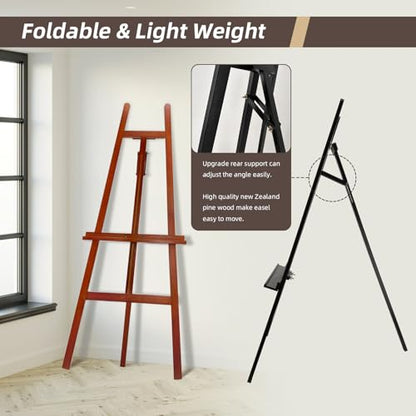 Large Walnut Wooden Easel Stand for Sign, A-Frame Painting Easel - style: Walnut