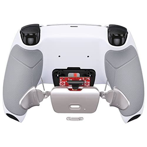 eXtremeRate Silver Real Metal Buttons RMB RISE V3 Remap Kit for PS5 Controller BDM-030 040 050, Gray Rubberized Grip White Bottom Shell Upgraded Programable Back Buttons Set for PS5 Controller - color: White