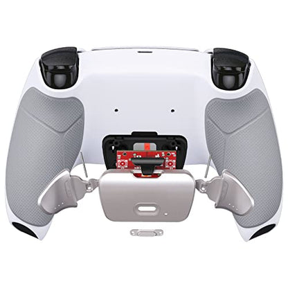 eXtremeRate Silver Real Metal Buttons RMB RISE V3 Remap Kit for PS5 Controller BDM-030 040 050, Gray Rubberized Grip White Bottom Shell Upgraded Programable Back Buttons Set for PS5 Controller - color: White