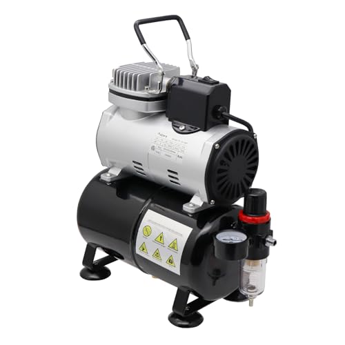 Single-Piston Oil-Free Airbrush Compressor with Cooling Fan, 3L Tank, Regulator & Moisture Trap – for Hobby Painting, Temporary Tattoos, Model Art, Automotive Graphics, Makeup