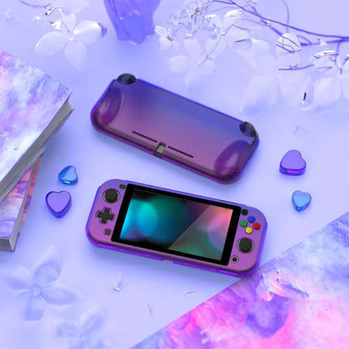PlayVital ZealProtect Protective Case for Nintendo Switch Lite, Ergonomic Grip Hard Cover - Shock-absorbent Anti-Scratch with Screen Protector & Thumb Grip Button Caps, Gradient Translucent Bluebell - color: Gradient Translucent Bluebell