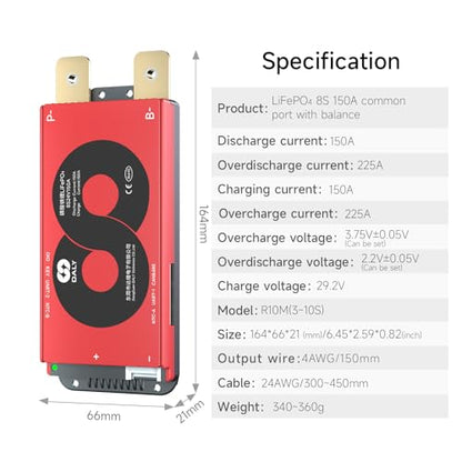 DALY Smart BMS 8S 24V 150A LiFePO4 with WiFi Bluetooth Module CAN RS485 - color: 8S 24V, size: 150A