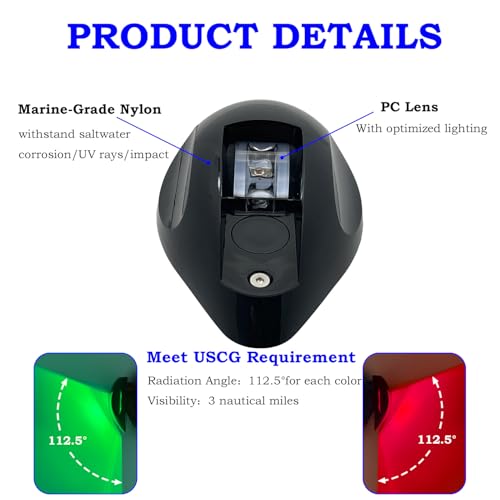 Red/Green Boat Navigation Lights, Waterproof Marine Bow Light - color: Red / Green-separate