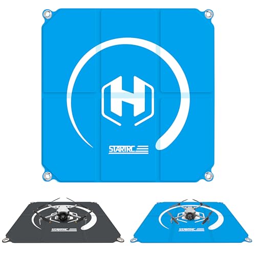STARTRC Drone Landing Pad, Universal Waterproof Portable Fast-Foldable Helipad for Avata 360/Mavic 4 pro/Avata 2/Air 3S/Mini 5 Pro/4/3/2 SE/4K for Skyrover X1/S1 (Sky blue-gray, 26-inch/65cm) - color: Sky blue-gray, size: 26-inch/65cm