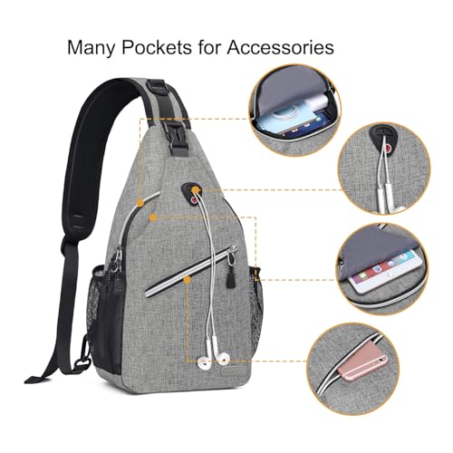 MOSISO Small Sling Bag for Men, Crossbody Shoulder Chest Daypack Bag - color: Gray