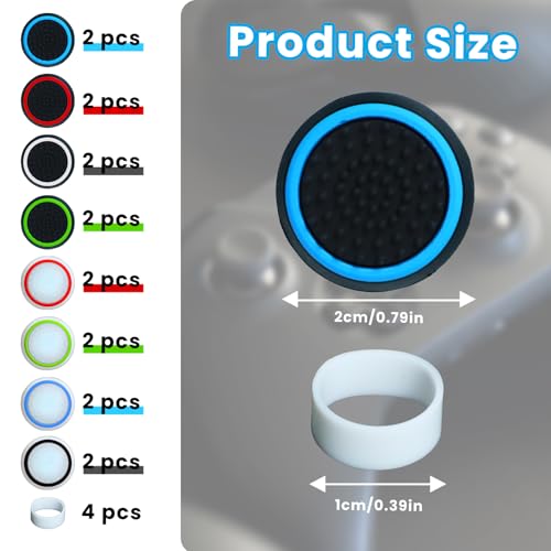 20Pcs Controller Thumb Grips Set with Precision Rings,Joystick Caps,Thumb Stick Grip Cover Joystick Button Caps Controller Assist Compatible for PS4/PS5