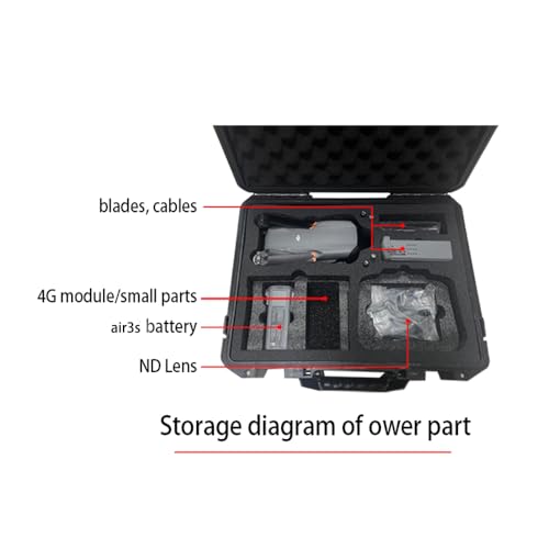 Hard Travel Carrying Case Shockproof Drone Hard Case Compatible with for DJI Air 3S, RC 2/RC-N2 Remote Controller and its Accessories