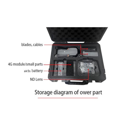 Hard Travel Carrying Case Shockproof Drone Hard Case Compatible with for DJI Air 3S, RC 2/RC-N2 Remote Controller and its Accessories