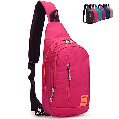 Peicees Small Sling Backpack Waterproof Unisex Shoulder Bag Chest Crossbody Daypack - color: 2_rose Red, size: Small