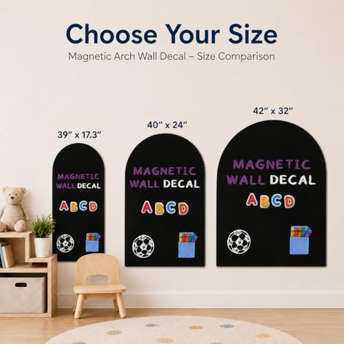 YOUNGJQ Magnetic Arch Wall Decal, Magnetic Chalkboard for Wall 42" x 32" Adhesive Backing Wallpaper (Black) - color: Black, size: 42"W x 32"H