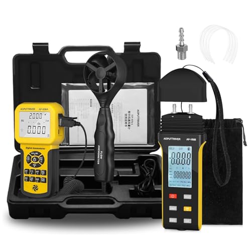 2Packs Pro HVAC Anemometer AP-856A & AP-189B Digital Manometer