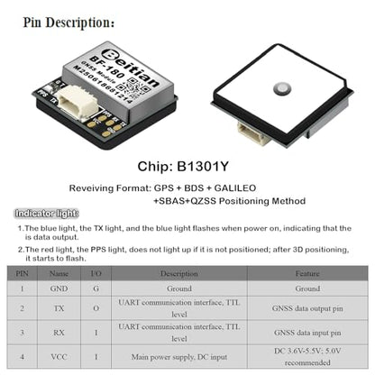 BF-180 Beitian GPS Module Triple-Mode TTL Level 115200bps GPS Car Navigation with Antenna Support GPS Beidou Galileo for Arduino Raspberry Pi Aircraft Pixhawk APM Flight Controller