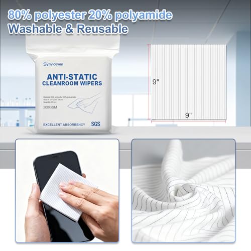 Anti-Static Microfiber cloths 9"x9"(50 Pcs,200GSM) - size: 9" x 9" (Pack of 50)