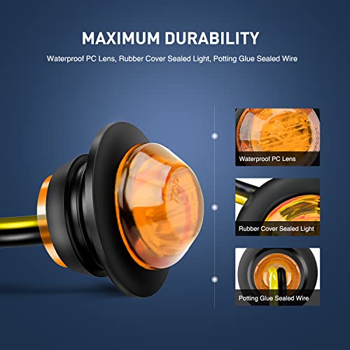 Nilight 50 PCS 3/4" Round Clearance LED Front Rear Side Marker Light - color: 50Pcs Amber
