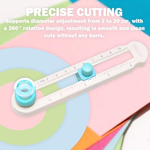 Circle Cutter,Circle Paper Cutter,Adjustable Any Size 2-20cm Diy Circle Cutter Paper,Scrapbooking Cutting Tools,For Crafts, Come With Bottom Blade Guard, Easy Operation And Smooth Cutting