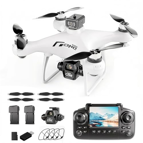 E55 Air Drone with Screen Controller with SD Card, 2 Batteries. - color: 2 batteries - White