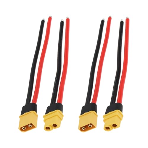 4Pcs XT60 Male Fmale Plug Socket Incl Silicone Cable Coupling for Model Car 15cm 12AWG - size: XT60