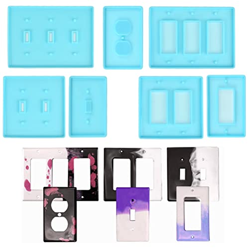 BUYGOO 7Pcs Light Switch Cover Resin Molds, Switch Socket Panel Plaster for Epoxy Resin, Plate Silicone Outlet Cover Molds for DIY Crafts Making