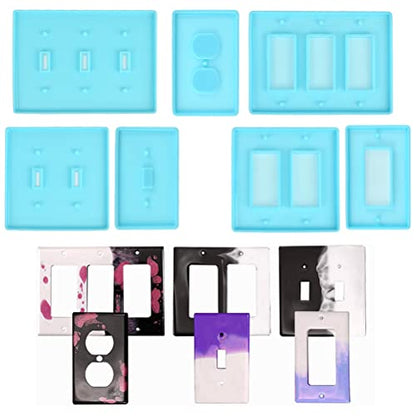 BUYGOO 7Pcs Light Switch Cover Resin Molds, Switch Socket Panel Plaster for Epoxy Resin, Plate Silicone Outlet Cover Molds for DIY Crafts Making