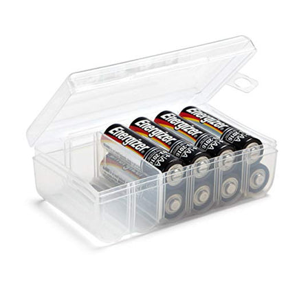 GlossyEnd Set of 4 - Two AA and Two AAA Battery Storage Box, Battery Storage Case, Battery Holder Clear - size: AA - AAA