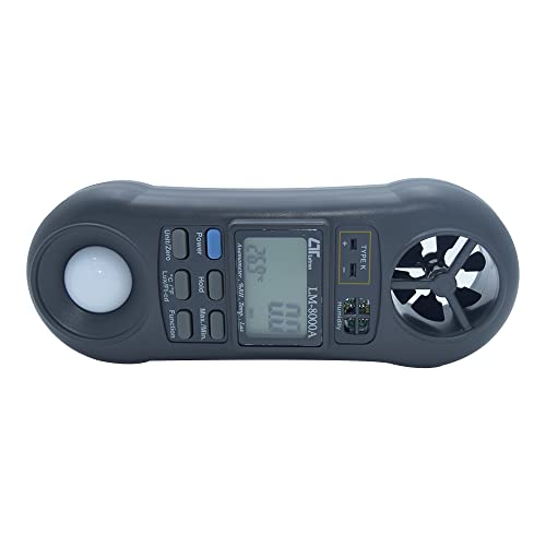 Digital Professional 4‑in‑1 Wind Meter – Anemometer + Data Logging, illuminance calibrated, and UV LED PAR lux – Ideal for HVAC Airflow Measurement, Ventilation System Testing| Model: LM-8000A