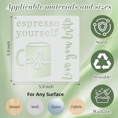 Kitchen Stencils for Crafts Reusable 15Pcs Stencils(5.9X5.9 Inch) - color: Kitchen
