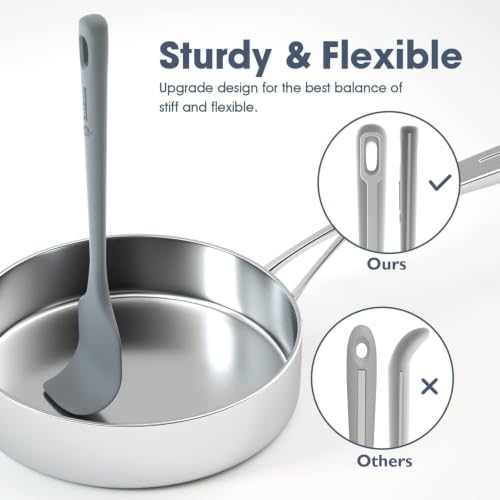 ChefAide 4 Pieces Silicone Spatulas Set, Heat Resistant Rubber Spatula - color: Gray, size: 4 pieces
