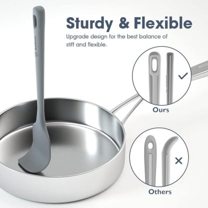 ChefAide 4 Pieces Silicone Spatulas Set, Heat Resistant Rubber Spatula - color: Gray, size: 4 pieces
