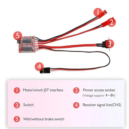 30A Brushed ESC Motor,5Pcs JST Interface Micro 30A Brushed Electronic Speed Controller with Brake Dual Way for 130 180 260 Motor 1/16 1/24 1/18 Car Model