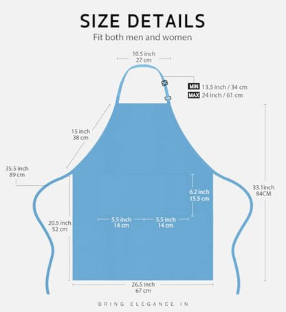 Syntus Apron for Men Women, Adjustable Cooking Kitchen Apron with 2 Pockets - color: Blue Light, style: 2 Polyester
