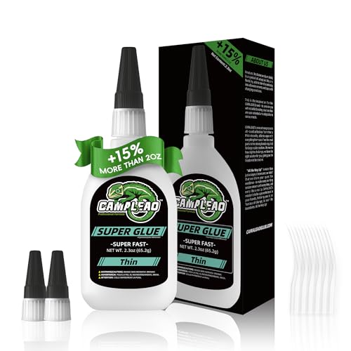 Thin Super Glue Liquid Kit 2.3 oz, All Purpose Clear Superglue for Plastic Ceramic Metal Wood Glass Shoe Leather Rubber, Instant Cyanoacrylate Adhesive for Home Repair Hobby Model Pottery DIY Craft - size: 2 oz., style: THIN VISCOSITY