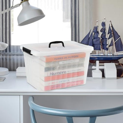 Asking 18 L Clear Plastic Storage Box with Handle, 4-Pack - size: 18 L