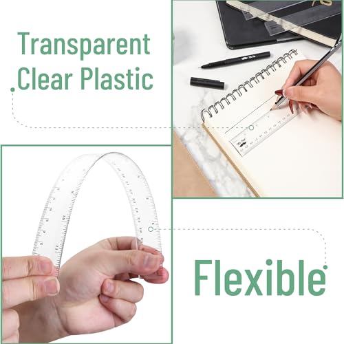 Mr. Pen- Clear Ruler Set, 3 Pack, 6", 8" and 12 Inch, Easy-to-Read Markings
