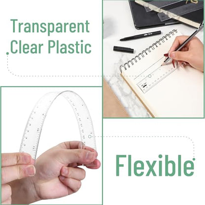 Mr. Pen- Clear Ruler Set, 3 Pack, 6", 8" and 12 Inch, Easy-to-Read Markings