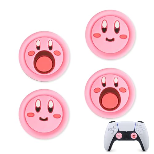 PERFECTSIGHT Cute Thumb Grip Caps for Switch 2, PS5 PS4 Xbox Series XS Xbox One Switch PRO Controller Steam Deck, 4PCS Soft Rubber 3D Thumbsticks Button Joystick Cover, KB Mouth - color: Pink KB Mouth