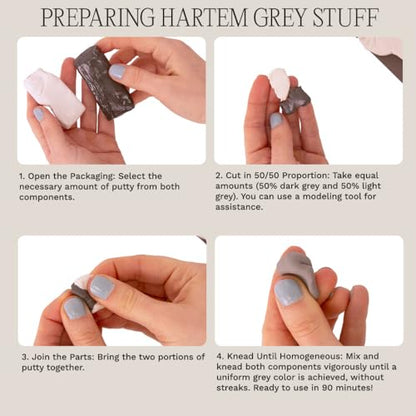 Hartem - Grey Stuff - Two-Part Epoxy Modeling Putty for Plastic Models, Sculpting & Filler Putty for Model Building and Repairs, 20 + 20 G, Durable Finish