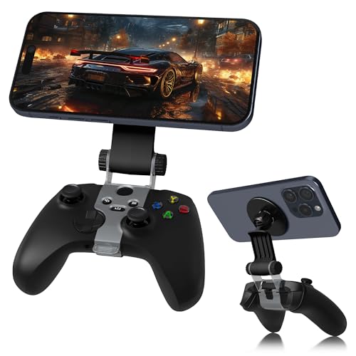 Orzero (1 Set) Magnetic Controller Phone Mount Clip for X Box Series X/S, X Box One/One S/X, Adjustable Mag-Safe Holder Accessories for iPhone and Android Phones Remote Stream Gaming (Black) - color: Black, size: X Box Series X/S Controller