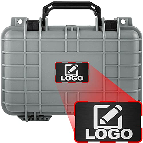 Eylar Protective Gear and Camera Hard Case with Custom Logo Plate Waterproof Dry Box with Foam 11.6 Inch 8.3 Inch 3.8 Inch, TSA Approved, Lockable (Gray) - color: Gray