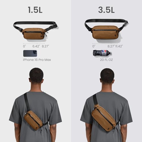 tomtoc 3.5L X-Pac Sling Bag with RFID Blocking Crossbody Pack for Men Women - color: X-Pac Brown, size: 3.5L
